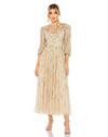 Mother of the Bride Dresses Sequins Mother of the Bride Tea Length Dress Taupe