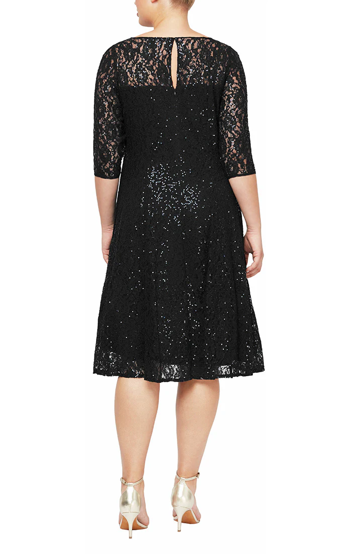 Cocktail Dresses Plus Size Sequin Lace Cocktail Dress Black