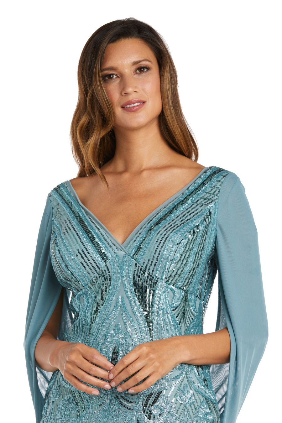 Cocktail Dresses Sequin Cocktail Cape Short Dress Seafoam