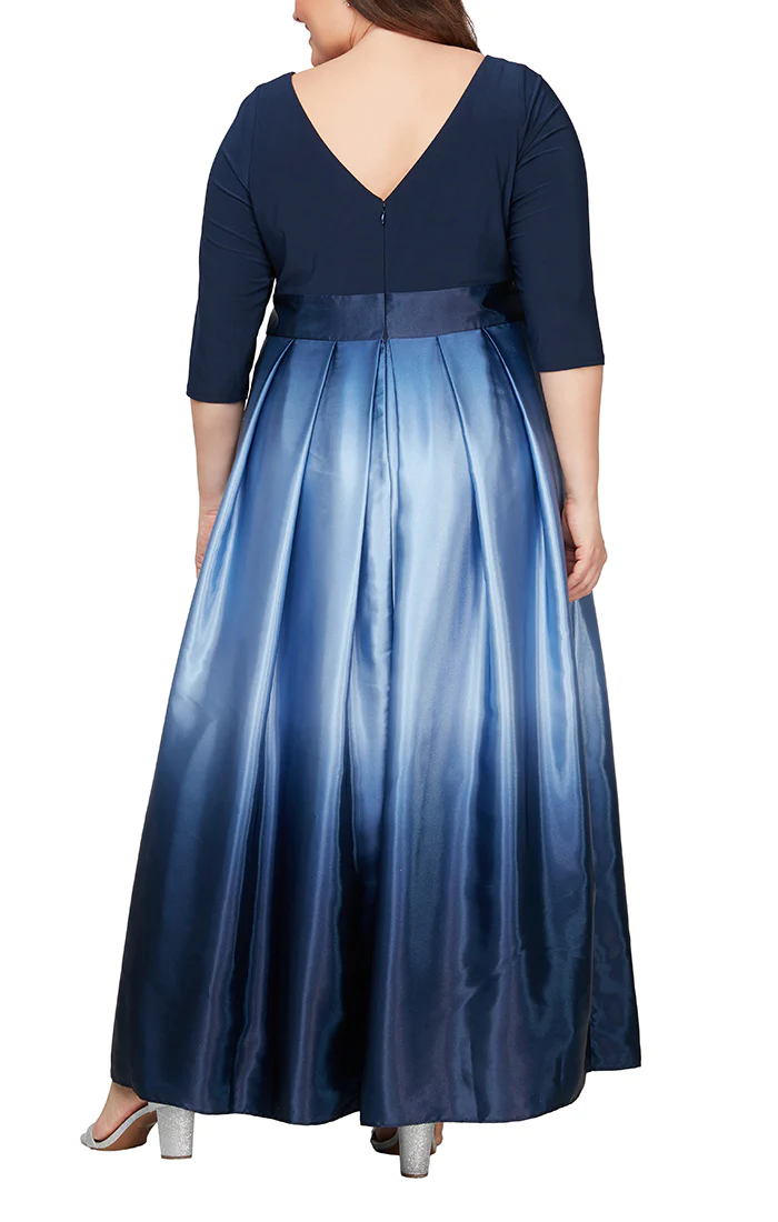 Formal Dresses Plus Size Ombre Satin Long Formal Ballgown Navy Wedgewood