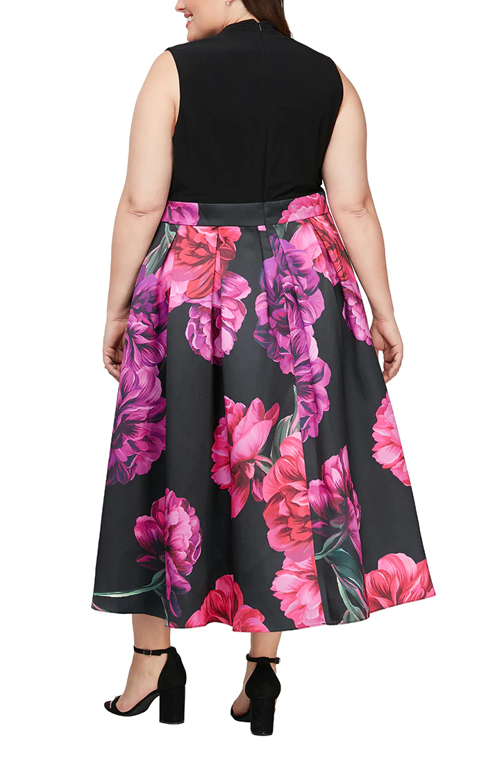 Cocktail Dresses Plus Size Floral High Low Party Dress Black Multi