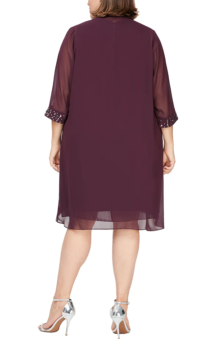 Aubergine SL Fashions 9470367 Plus Size Short Jacket Dress for $149.0 ...