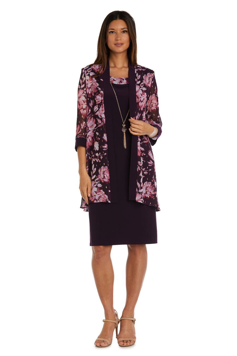 Mother of the Bride Dresses Two Piece Short Jacket Dress Eggplant