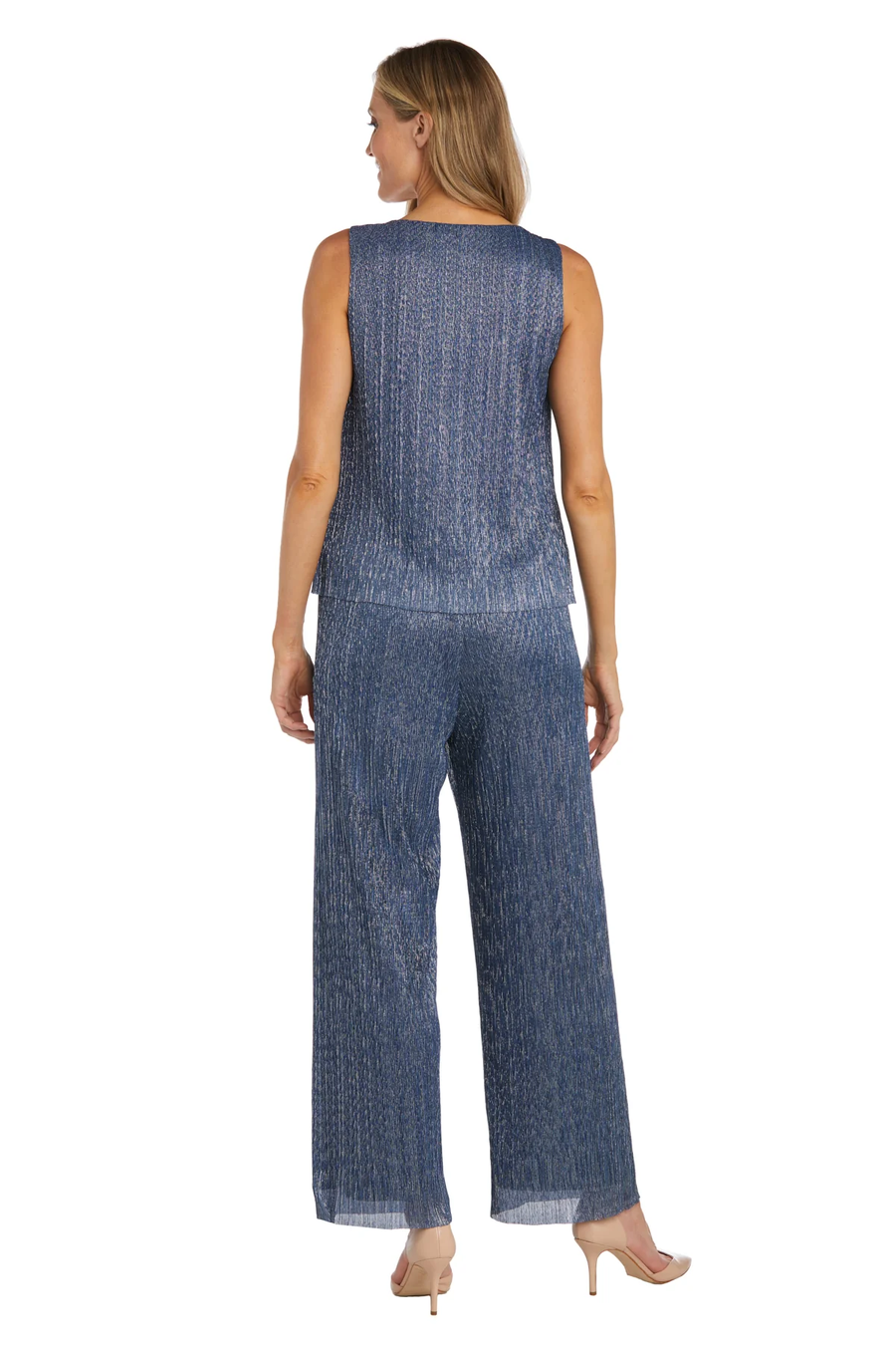 Pant Suit Crinkle Three Piece Pantsuit Denim