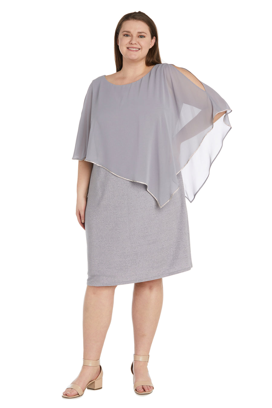 Cocktail Dresses Short Plus Size Poncho Dress Silver