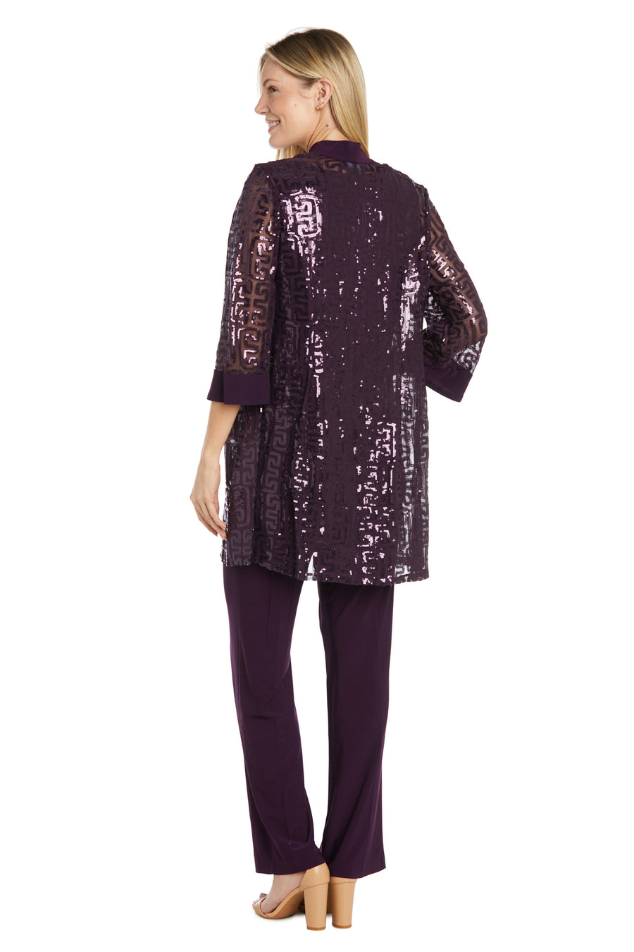 Pant Suit Long Sequins Pant Set Eggplant