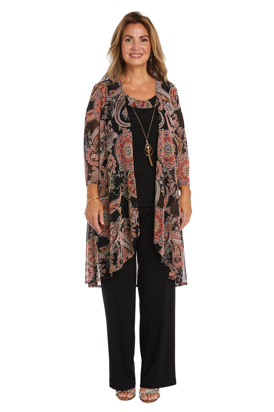 Pant Suit Three Piece Printed Pant Set Black Spice