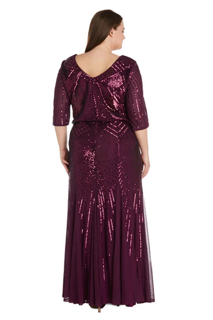 Plus Size Formal Dresses Sequined Beaded Long Plus Size  Dress Plum