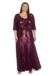 Plus Size Formal Dresses Sequined Beaded Long Plus Size  Dress Plum