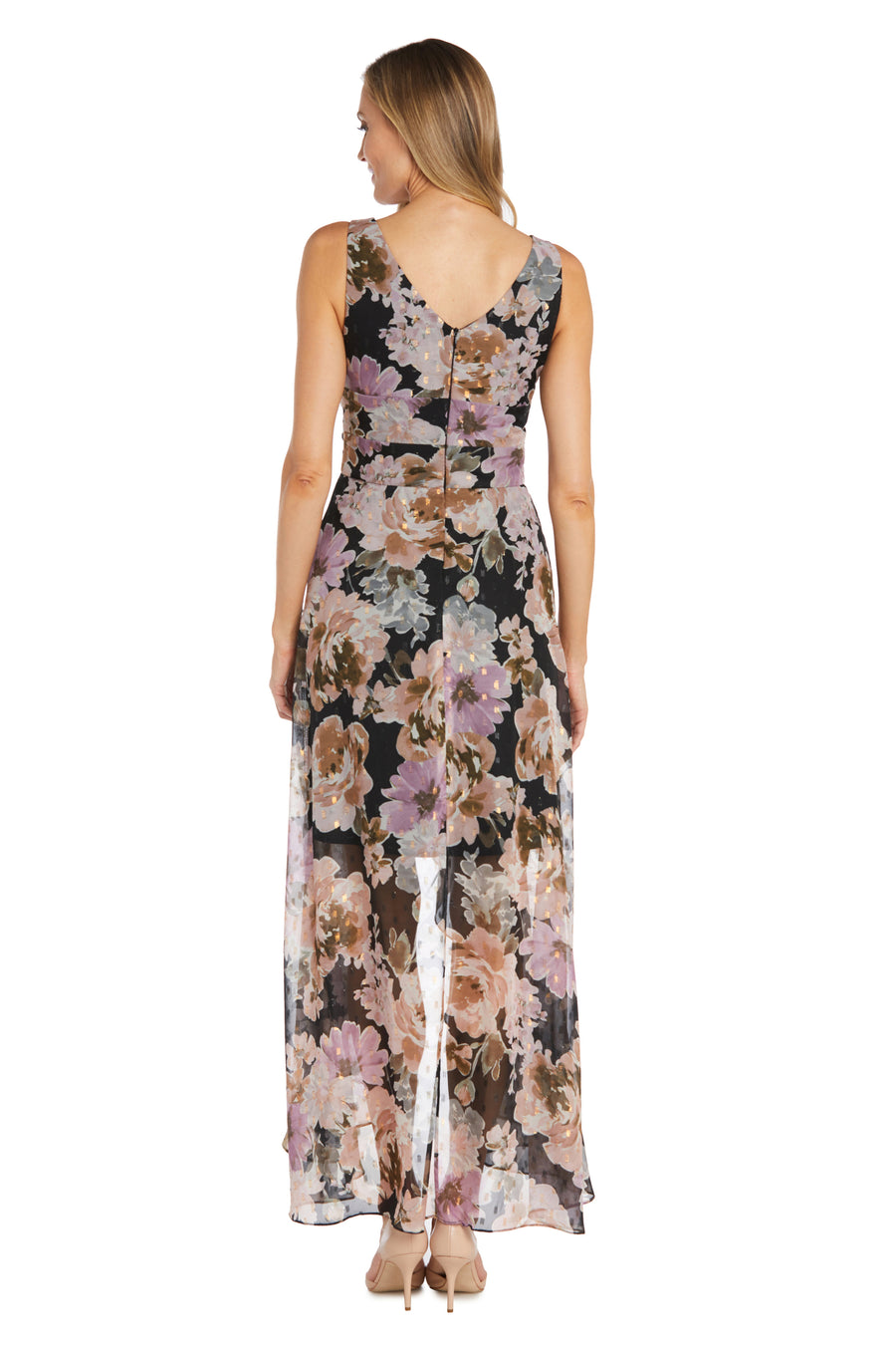 Black Rose Gold R&M Richards 9804 High Low Floral Print Dress for $83.0 –  The Dress Outlet