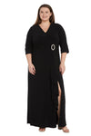 Plus Size Formal Dresses Long Formal Wrap Gown Black