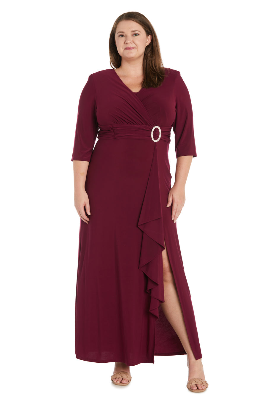 Plus Size Formal Dresses Long Formal Wrap Gown Merlot