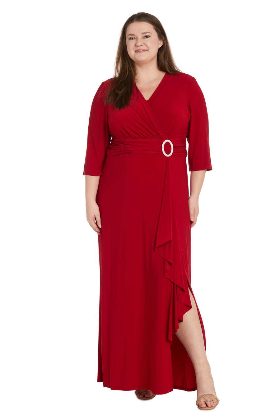 Plus Size Formal Dresses Long Formal Wrap Gown Red