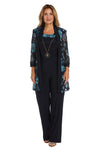 Pant Suit Two-Piece Print Pant Set Navy Teal