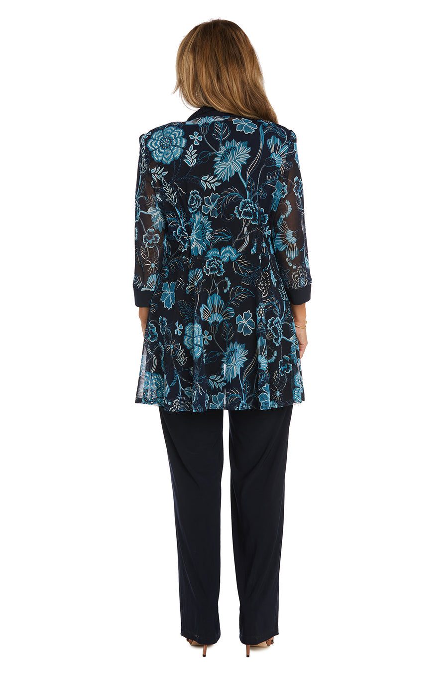 Pant Suit Two-Piece Print Pant Set Navy Teal