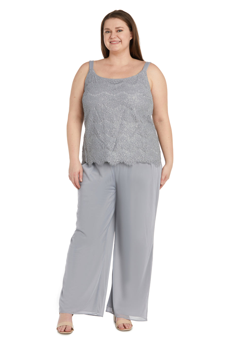 Pant Suit Plus Size Three Piece Pant Set Silver