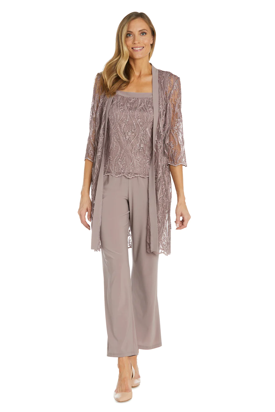 Pant Suit Sequins Pant Set Mauve