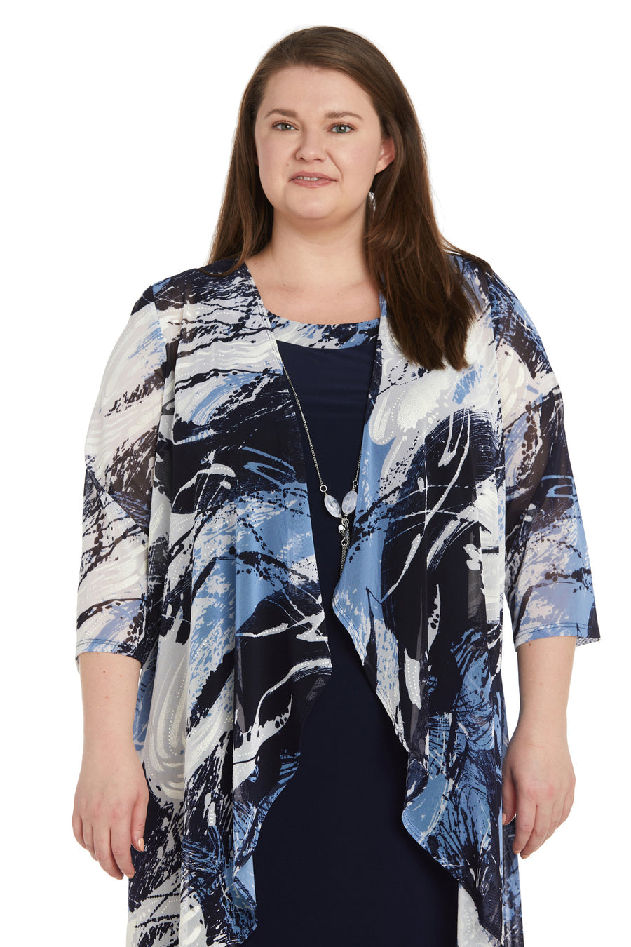 Mother of the Bride Dresses Short Mother of the Bride Dress Plus Size Printed Jacket Dress Navy Periwinkle