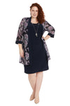 Mother of the Bride Dresses Plus Size Short Mother of the Bride Dress Printed Jacket Dress Navy Multi