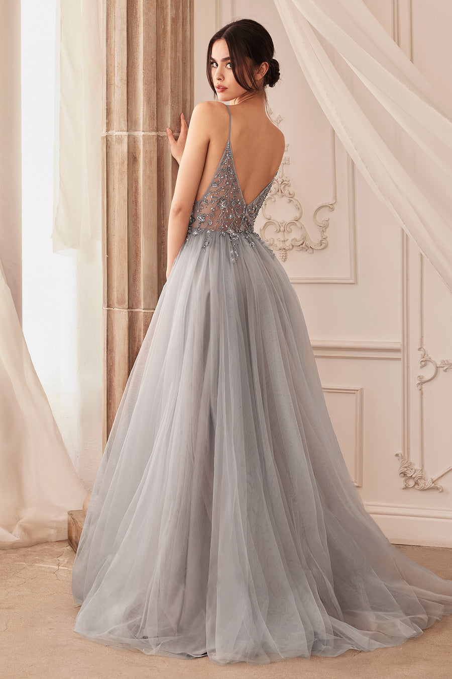 Andrea & Leo CDA0672 Sexy Long Prom Dress Smoky Blue