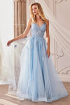 Andrea & Leo A1191 Spaghetti Strap Prom Gown Paris Blue