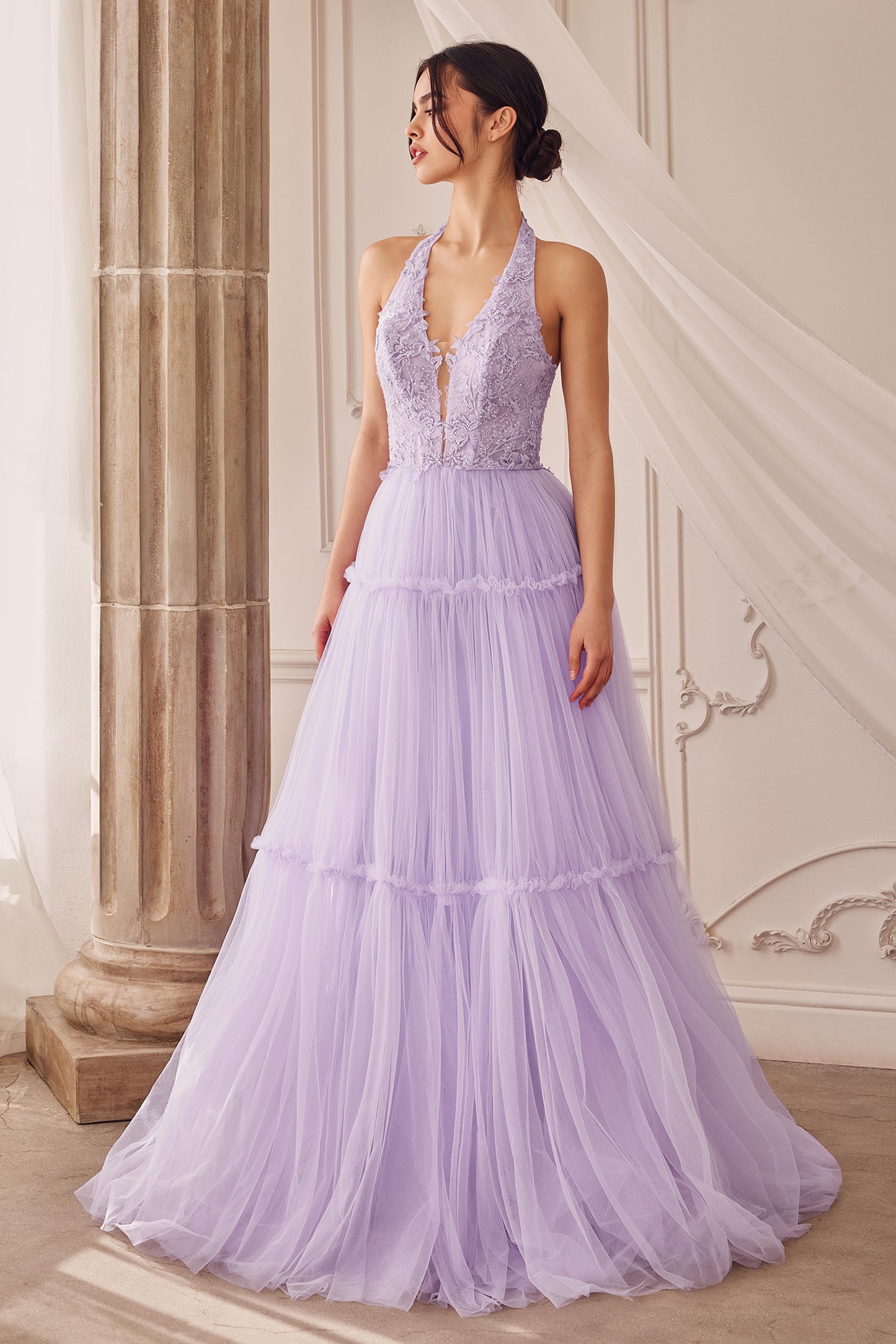 Prom Dresses Long Halter A-Line Prom Dress Lavender