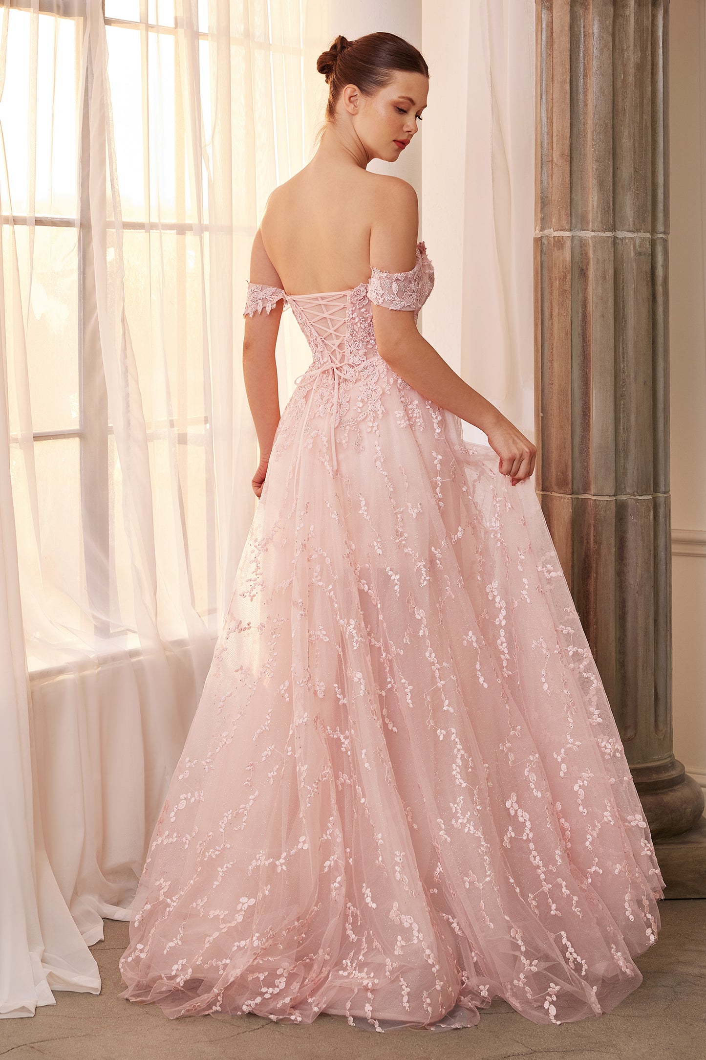 Prom Dresses Long A-Line Off Shoulder Prom Dress Blush