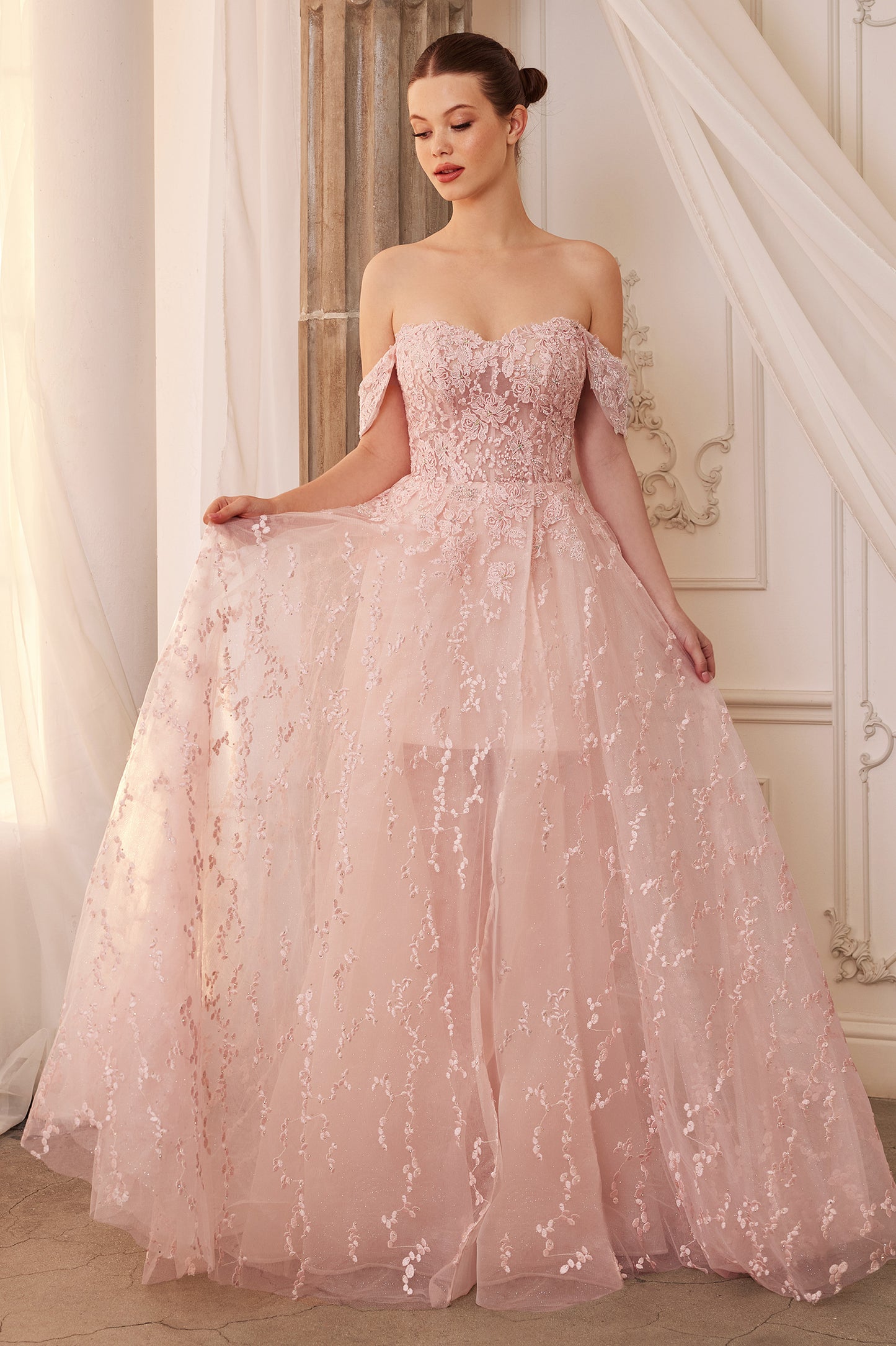 Prom Dresses Long A-Line Off Shoulder Prom Dress Blush