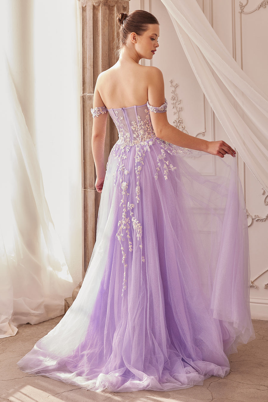 Andrea & Leo A1209 Off Shoulder Prom Dress Lavender