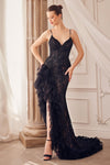 Prom Dresses Long Formal Ruffle Prom Dress Black Nude