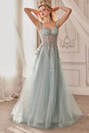 Prom Dresses Floral Beaded Long Formal Prom Dress Sage