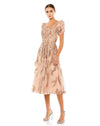 Formal Dresses Beaded A Line Tea Length Dress Apricot