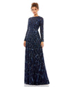 Formal Dresses Long Sleeve Long Formal Beaded Prom Gown Midnight