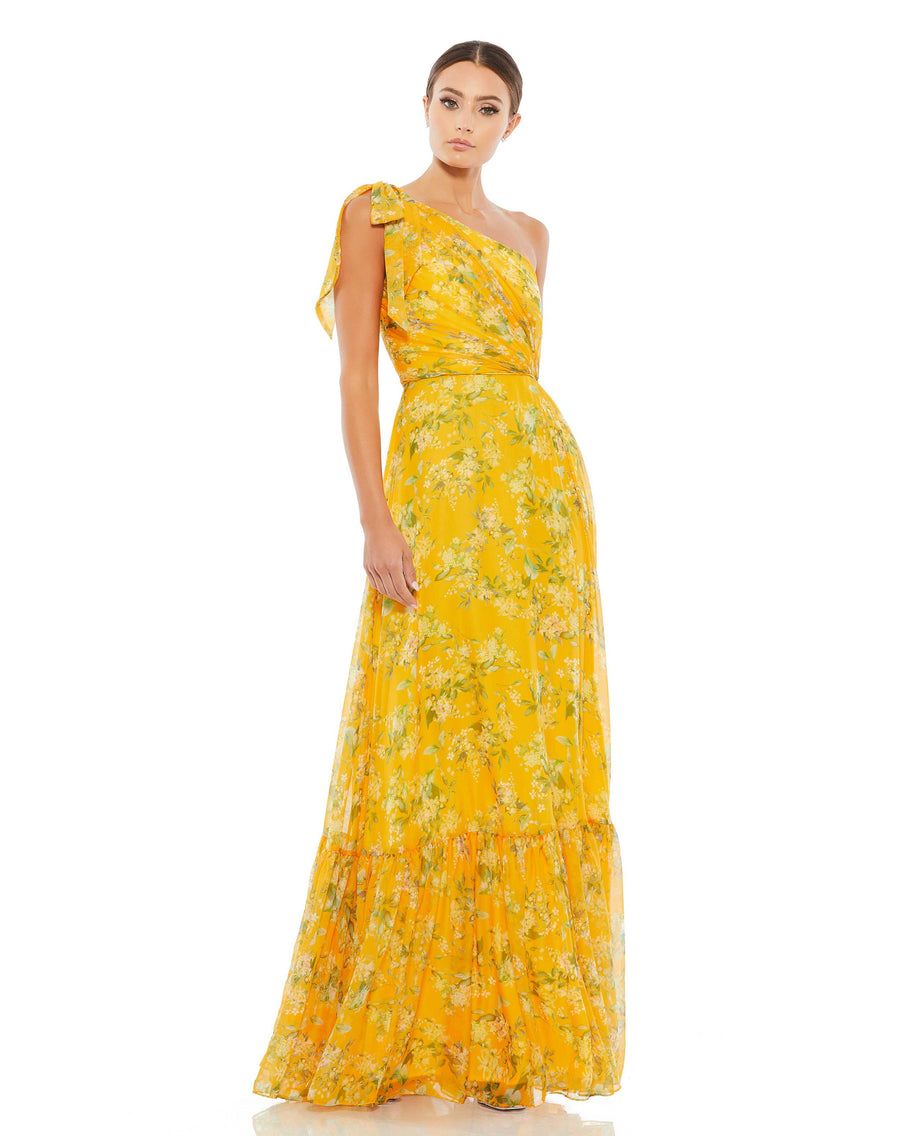 Formal Dresses Formal Long Printed Dress Yellow Multi