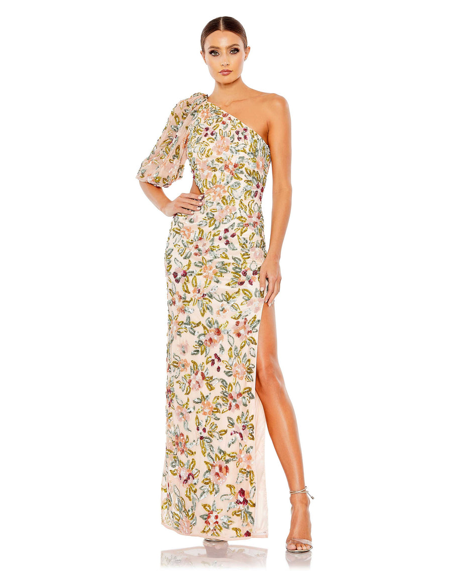 Formal Dresses Print Long Formal Slit Dress Nude Multi