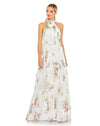 Formal Dresses Floral Print Ruched Tiered Long Formal Dress White Multi