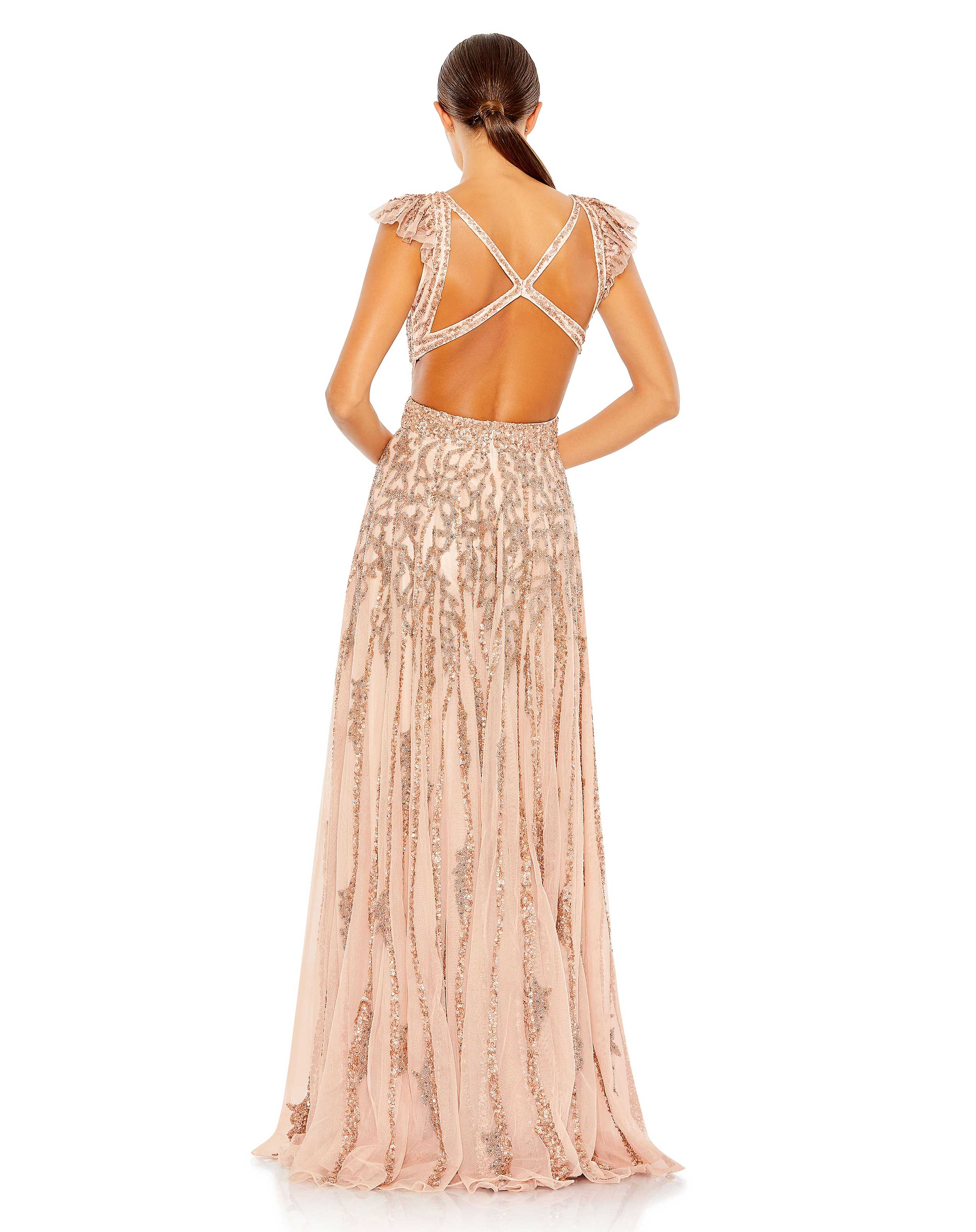 Formal Dresses Formal Long Sequins A Line Gown Apricot