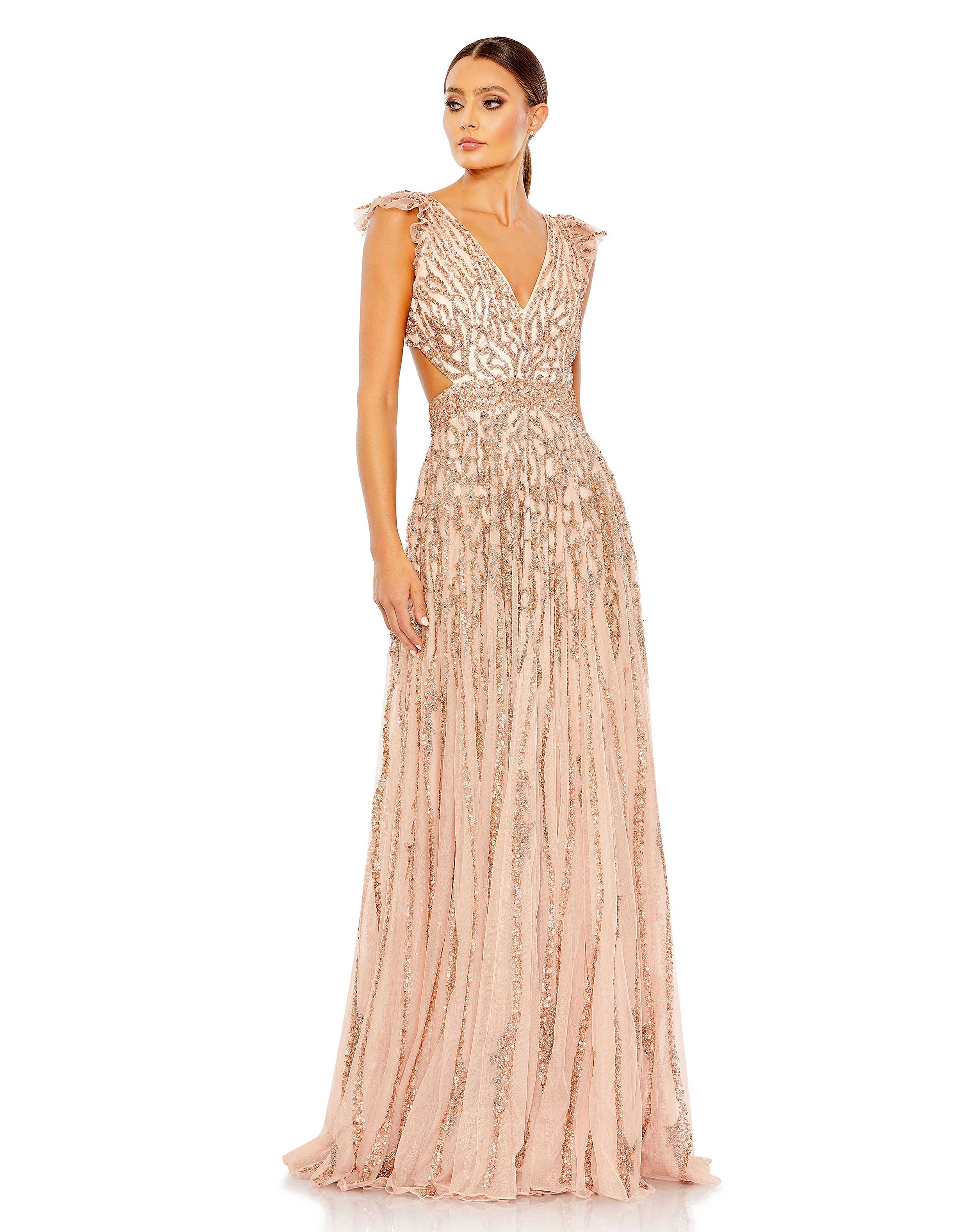 Formal Dresses Formal Long Sequins A Line Gown Apricot