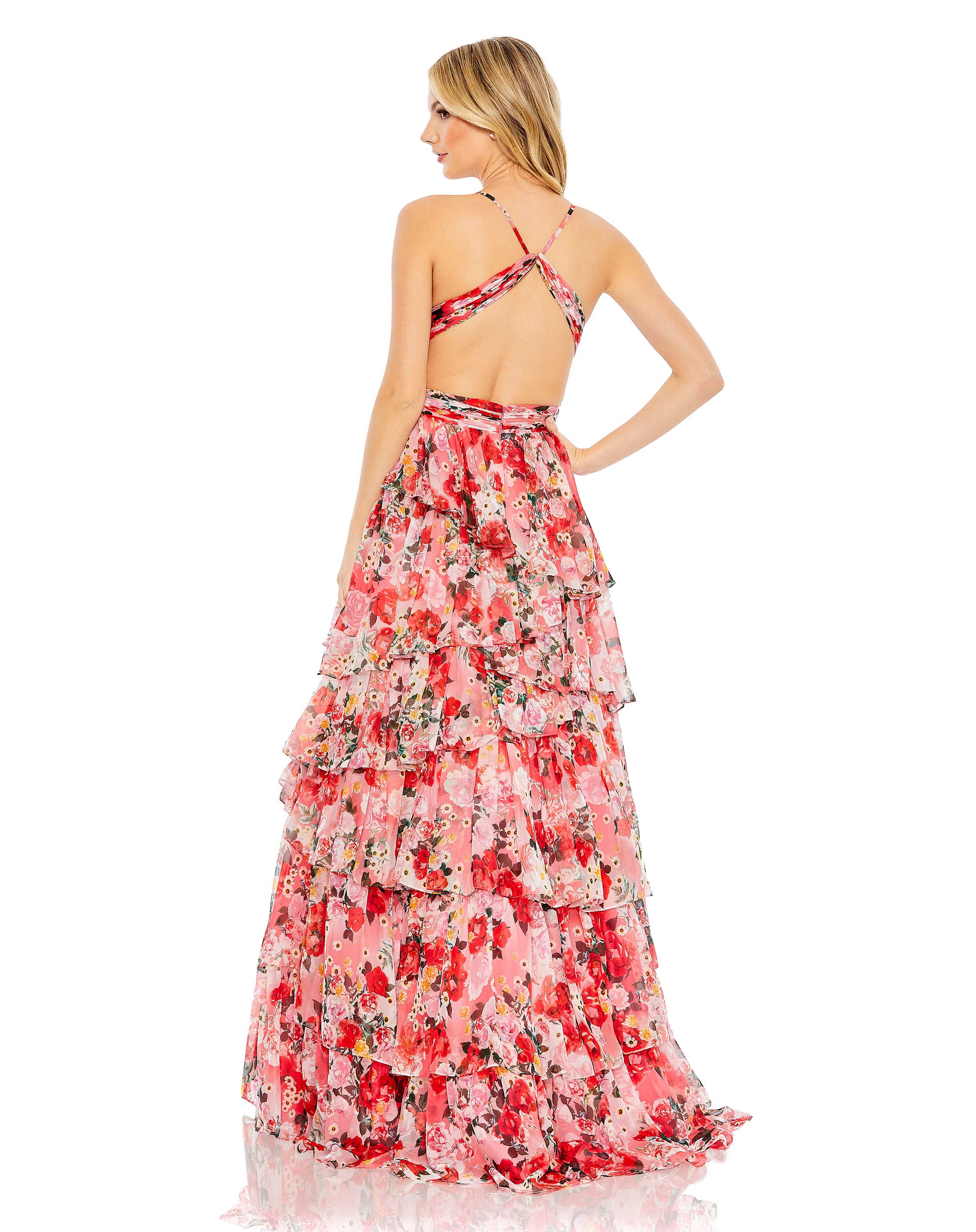 Formal Dresses Long Pleated Cut Out Formal Gown Pink Multi