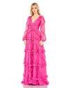 Formal Dresses Cascade Ruffle Long Formal Gown Fuchsia