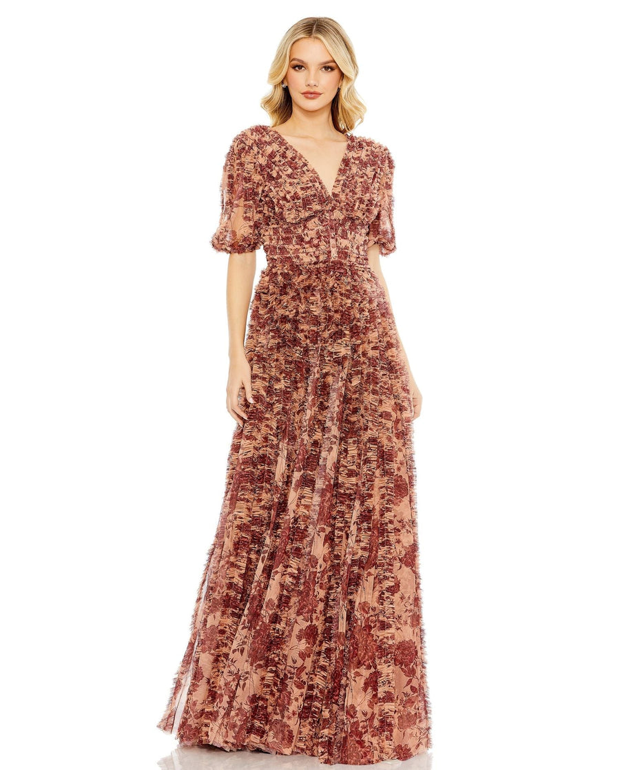 Formal Dresses Floral Print Long Formal Maxi Dress Beige Multi