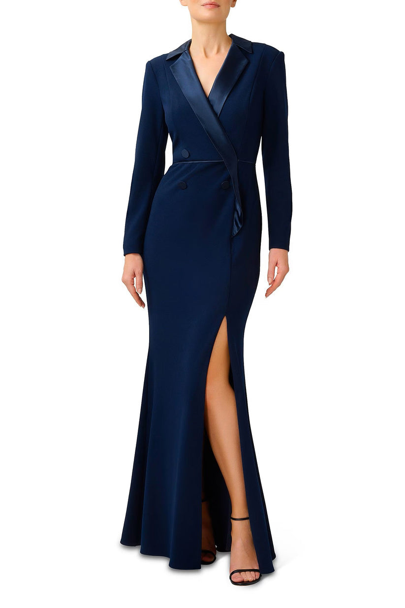 Formal Dresses Fitted Long Slit Formal Dress MIDNIGHT