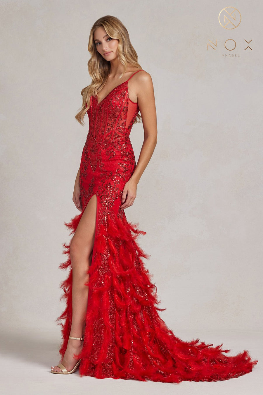 Nox Anabel C1119 Long Spaghetti Strap Sexy Prom Gown