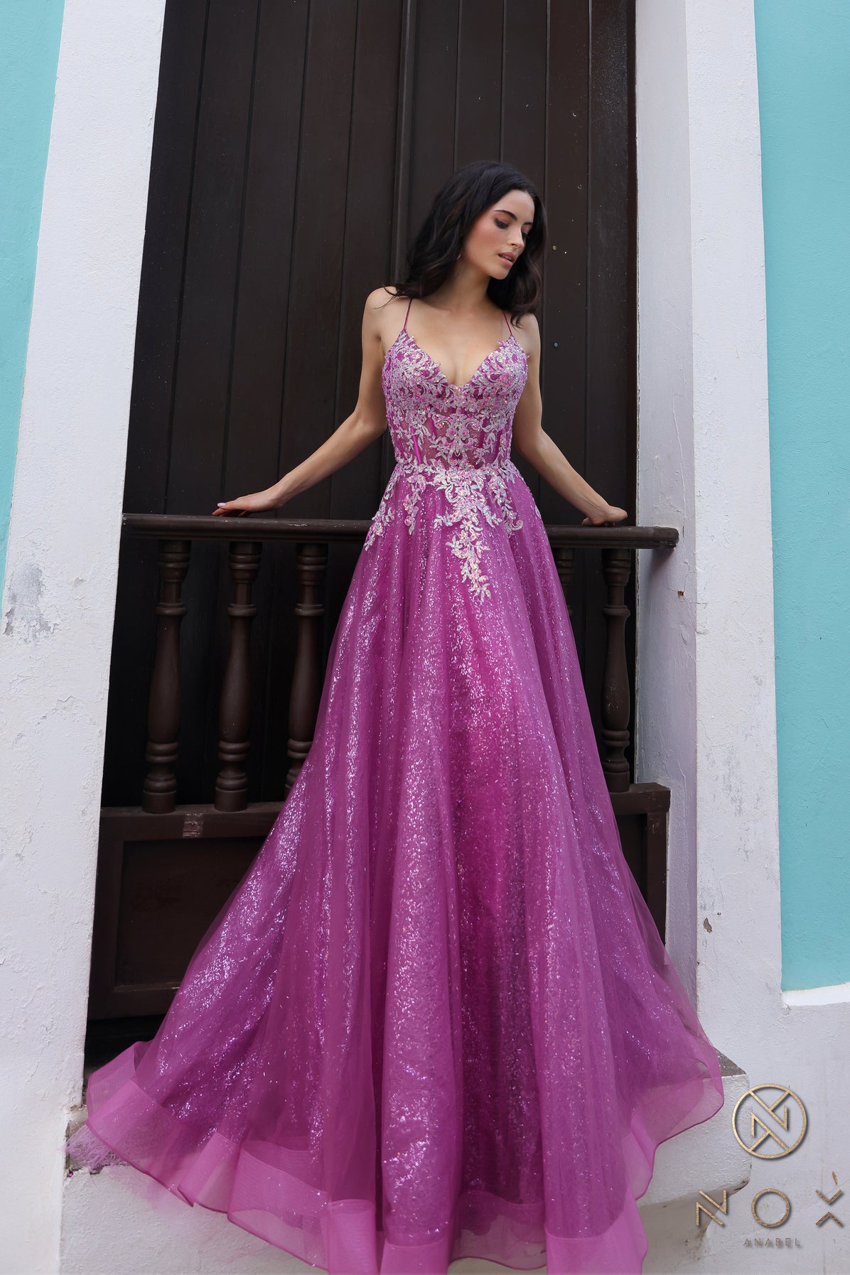 Prom Dresses Glitter Long A Line Prom Dress Magenta