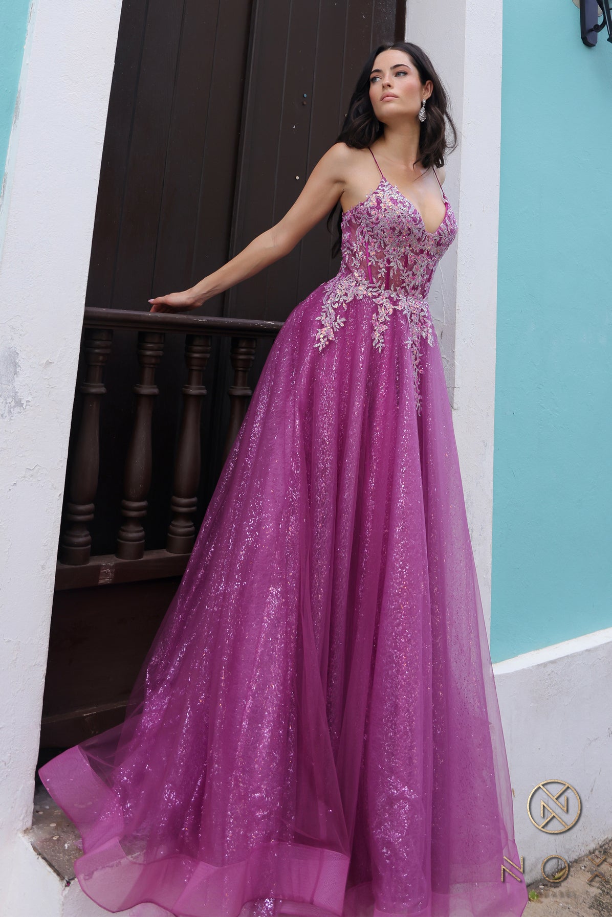 Prom Dresses Glitter Long A Line Prom Dress Magenta