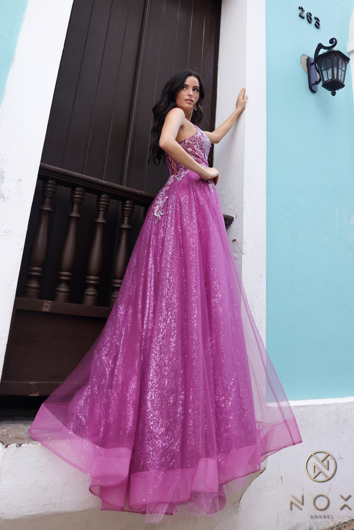 Prom Dresses Glitter Long A Line Prom Dress Magenta