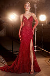 Prom Dresses Fitted Sequins Long Prom Dress Burgundy