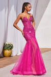 Prom Dresses Long Sequin Strapless Mermaid Dress Magenta