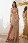 Prom Dresses Sparkling Long Evening Gown Rose Gold