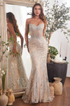 Prom Dresses Long Formal Fitted Evening Prom Gown Silver Nude